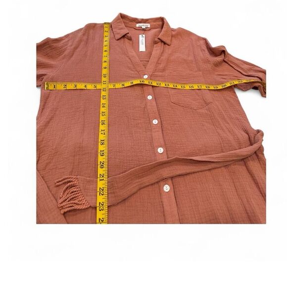 Heartloom Women's Button Front Gauzy Belted Isadora Shirt Dress Clay Medium NWT - Picture 9 of 11